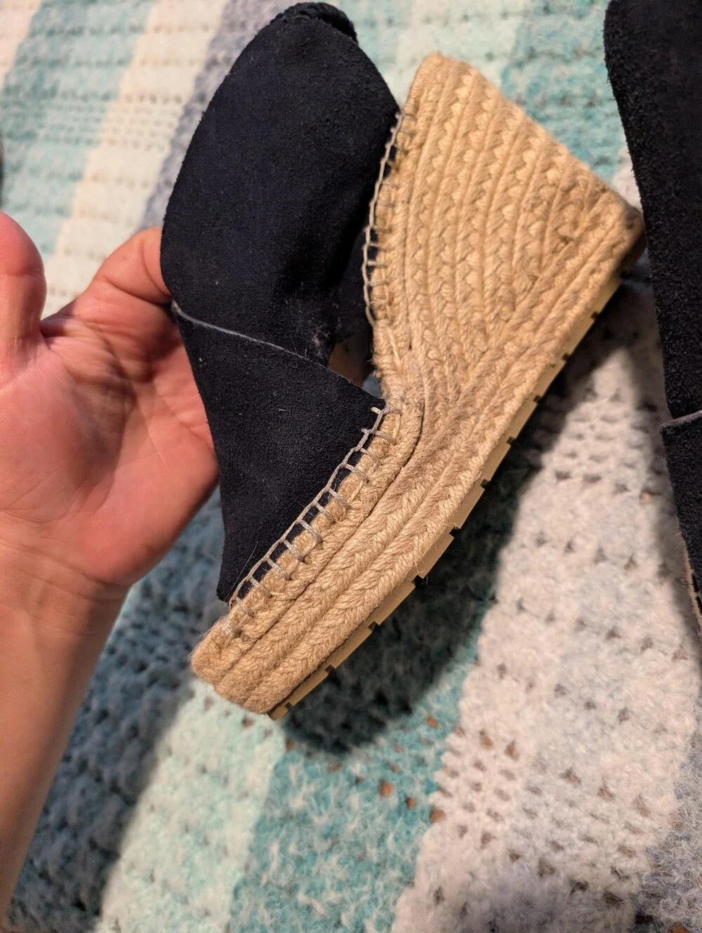Kenneth Cole NY Black Espadrille Wedges ON A Size 8